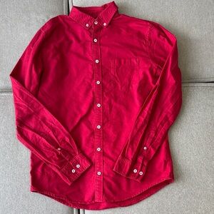 Express Men’s 100% Cotton Red Casual Button Down Shirt M-Tall Slim